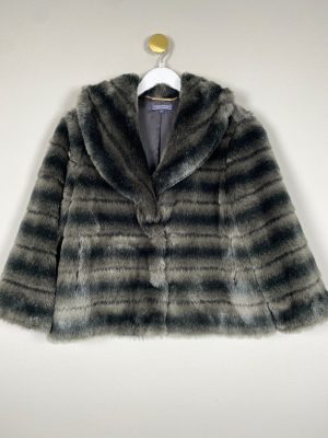 tommy Hilfiger str. xs <br/> kort fake fur pels jakke stålblå