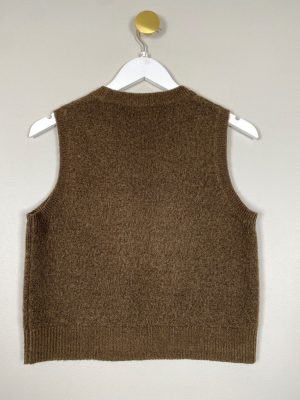 Envii str. M <br/> kort brun strik vest blødt garn