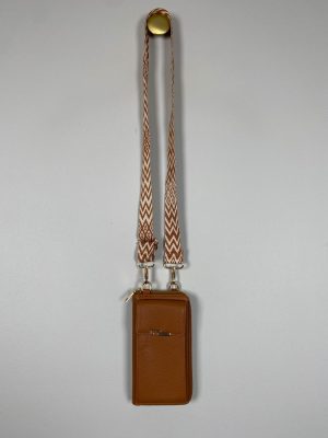 Crossbody pung mobiltaske lys brun