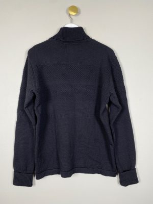 Mads Nørgaard str. M <br/>  sort sweater sømandsstrik med rullekrave