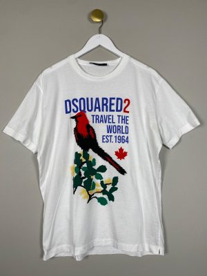 Dsquared2 str. L <br/> hvid 1964 bird tshirt