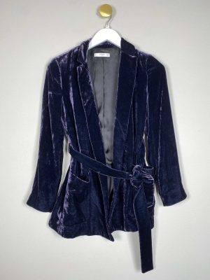 Mango str. 34 <br/> blå-lilla velourcardigan