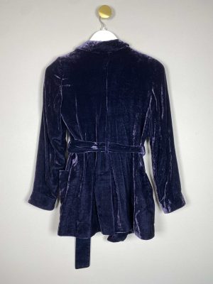 Mango str. 34 <br/> blå-lilla velourcardigan