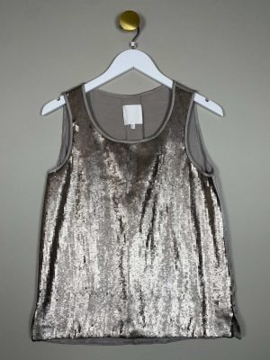 InWear str. 36 <br/> grå pailettop