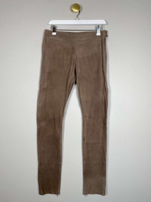 Auluna str. 36 <br/> brune skindbukser med prægning