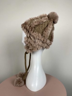 House of Saki <br/> hue med kaninpels, brun