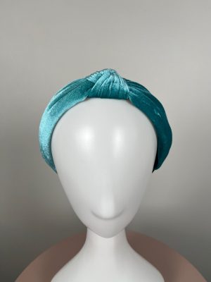 Hårbånd i tyrkisgrøn velour med snoning