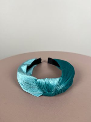 Hårbånd i tyrkisgrøn velour med snoning