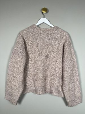 Nue notes str. L <br/> kort cardigan beige strik med store knapper