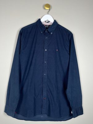 Tommy Hilfiger Flex str. L <br/> marineblå babyfløjl skjorte