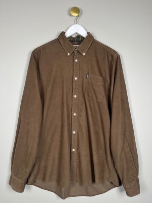 Barbour str. L <br/> skovbrun babyfløjl skjorte