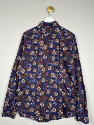 Eton str. L <br/> brun blomstret skjorte slim fit