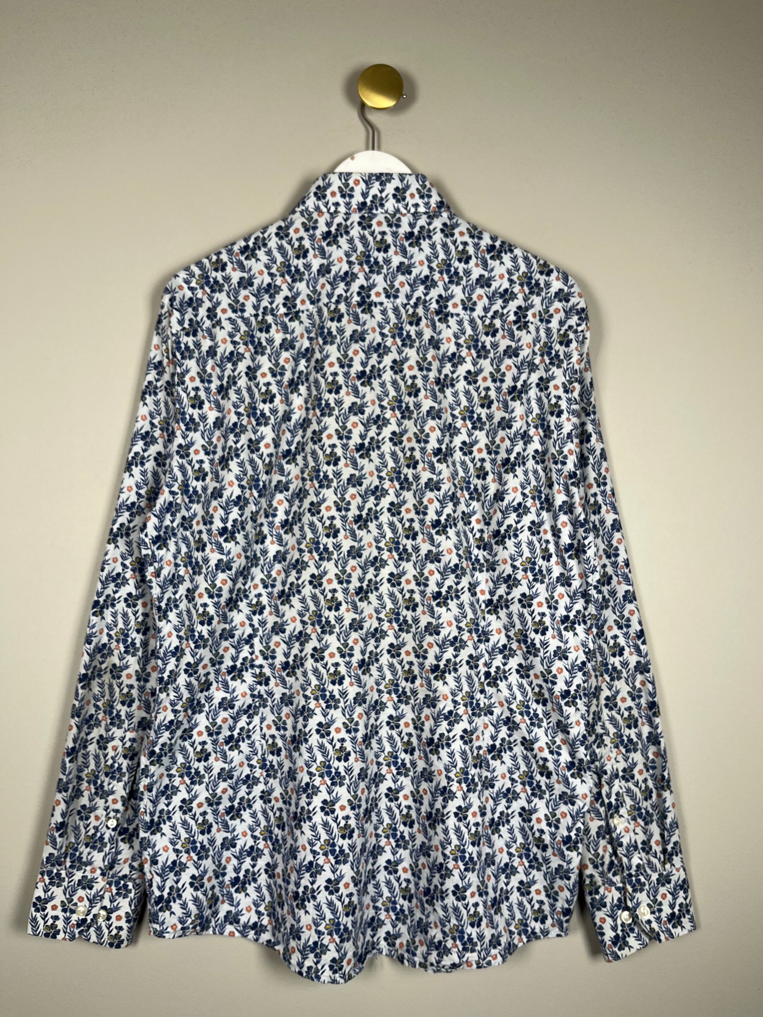 Eton str. L <br/> hvid blomstret skjorte slim fit - Billede 2