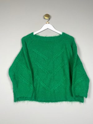 Lollys Laundry str. M <br/> kort grøn strikbluse