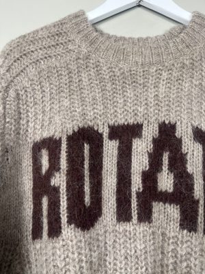 Rotate str. 40 <br/> brun strikbluse i uld