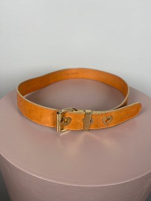 Moschino brunt læderbælte 85 cm