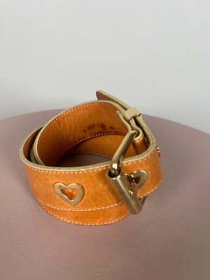 Moschino brunt læderbælte 85 cm