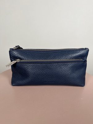 Decadent læder clutch taske marineblå
