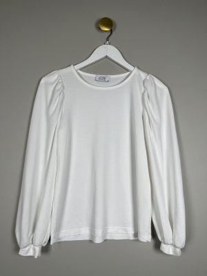 Love og Divine str. XS <br/> hvid langærmet bluse med pufærme