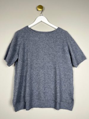 Six Ames str. XL <br/> strik gråblå kortærmet  bluse