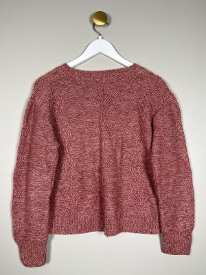 Strik i gammelrosa melange med harlekin mønster str. M L