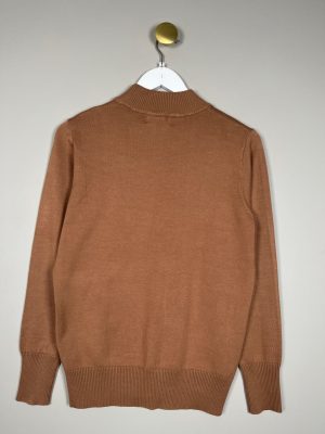 Aaskov str. M <br/> turtleneck strik bluse kamelfarvet