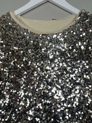 Sølv paliette bluse str. S