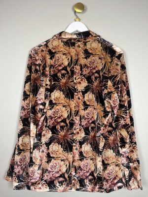 ETC str. M <br/> Blazer jakke i blomstret velour