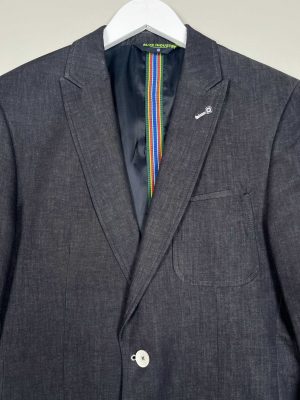 Blue Industry str. S M <br/> sort melange blazer chins agtig stof