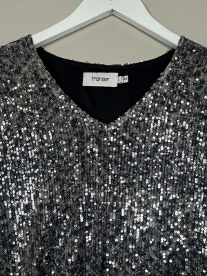 Fransa str. 46 <br/> grå pailletkjole