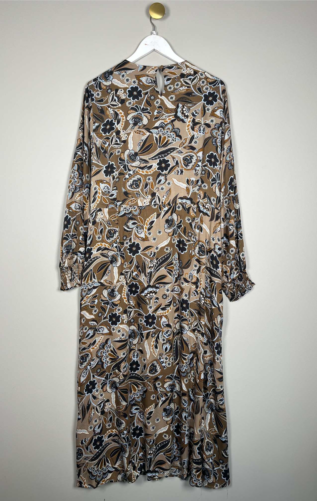Culture str. XXL <br/> lang brun kjole med mønster - Billede 3