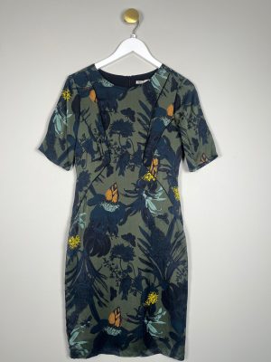 PBO str. 36 <br/> dark green mønstret kjole