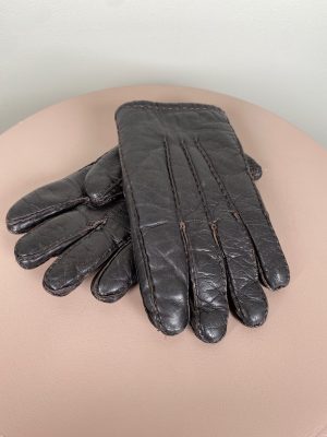 Skindhandsker med foer brun herre