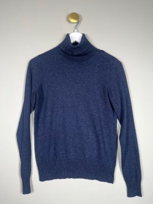 Saint Tropez str. M <br/> melange blue rullekrave i strik