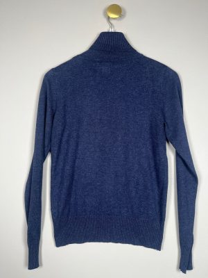 Saint Tropez str. M <br/> melange blue rullekrave i strik