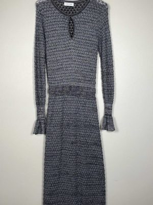 Storm & Marie str. M <br/> lang kjole med sølvglimmer