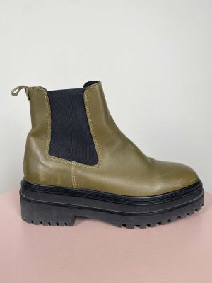 Phenumb str. 39 <br/> grønne støvler med chunky sål