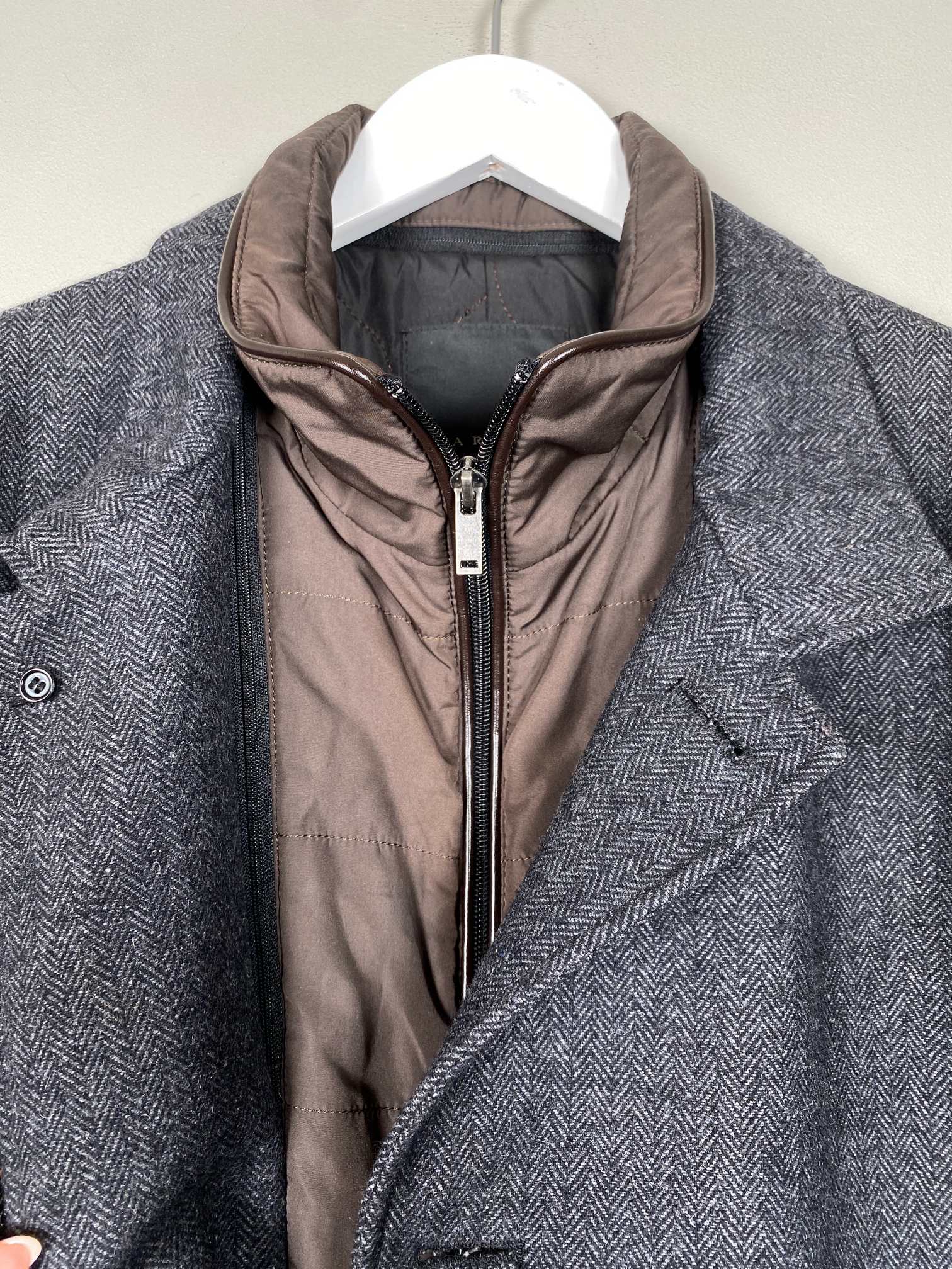 Garant str. 52 <br/> grå uldfrakke med aftagelig inderkrave - Billede 2