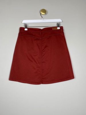 JDY Denim str. M <br/> rustrød nederdel med stretch