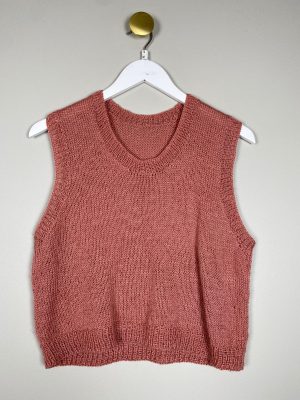 Strik vest str. S M kort model varm gammel rosa