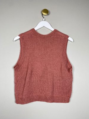 Strik vest str. S M kort model varm gammel rosa