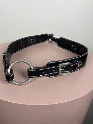 Læder bælte 2 delt str. 90 cm specielt med dobbelt spænder