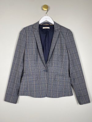 Esprite str. 34 <br/> blazer sort grå beige tern