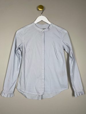 Mos Mosh str. Xs <br/> hvis nålestribet skjorte med rund hals