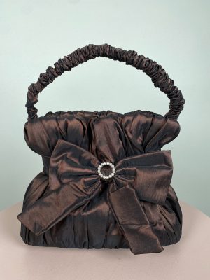 Selskabstaske med sløjfe, mørk bordeaux