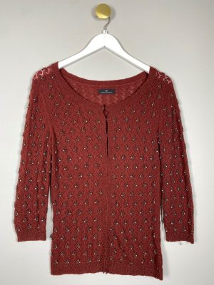 DAY Birger et Mikkelsen str. M <br/> rustrød cardigan med perler
