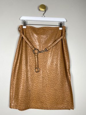 Mille K str. 38 <br/> brun nederdel med bælte