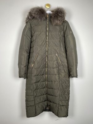 Rock And Blue str. 40 <br/> lang grøn dunjakke med hætte