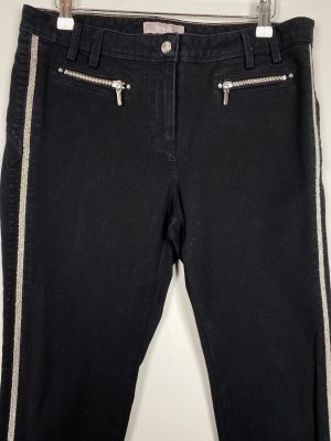 Gustav str. 40 <br/> sorte jeans med stribe på siden