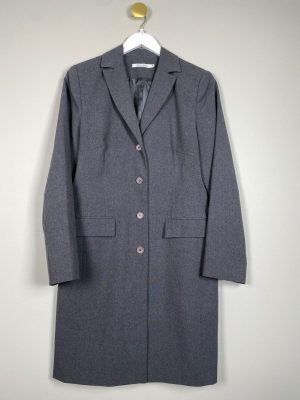 Estelle str. 38 <br/> lang grå blazer